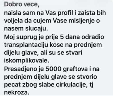 Isečak poruke supruge pacijenta od 12.01.2025.